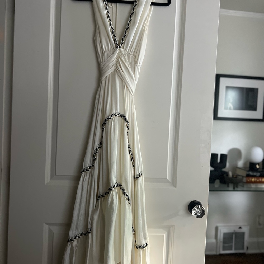 Misa Los Angeles Cream Maxi Sundress Halter Sleeveless